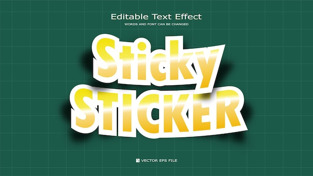 Sticky sticker editable text effect