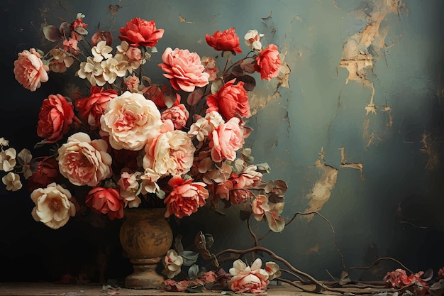 Still life with pink roses