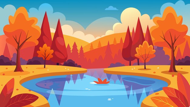 A still pond reflecting the colorful autumn leaves surrounding it reminding us of the beauty and