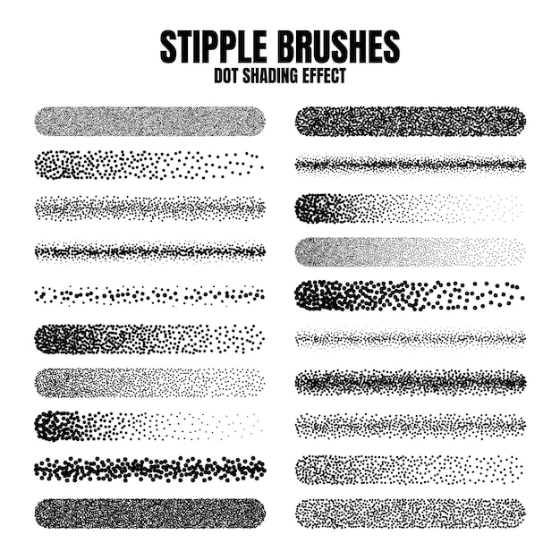 Vector stipple scatter brush ink drawing and texturing fading gradient stippling dotwork drawing shading