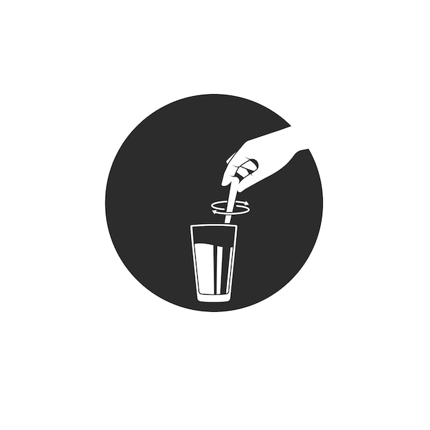 Stirring a drink vector icon illustration concept design template web