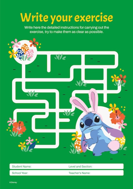 Stitch Easter Worksheet