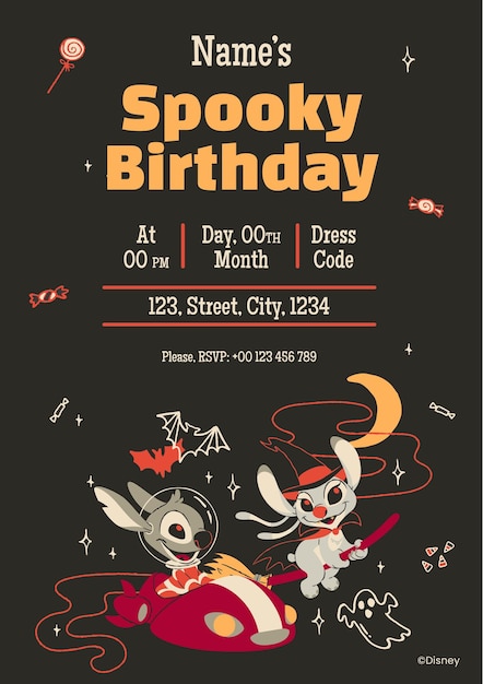 Stitch Halloween Birthday Invitation