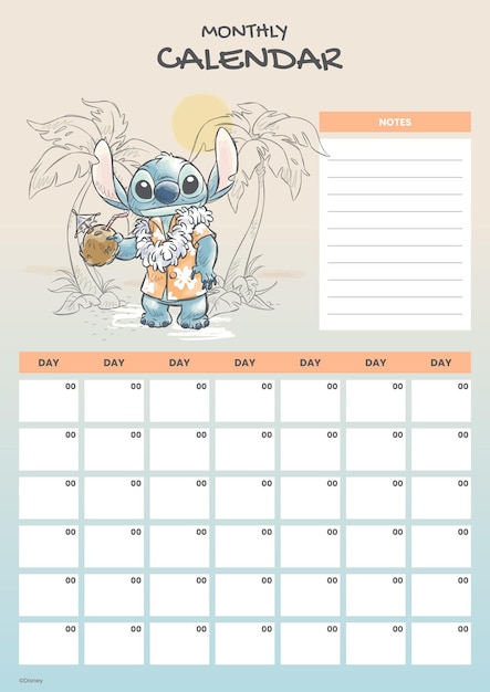 Stitch Monthly Calendar