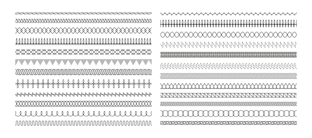 Stitch pattern collection Various stitching and seam designs for sewing and embroidery projects Colorful and versatile vector illustrations