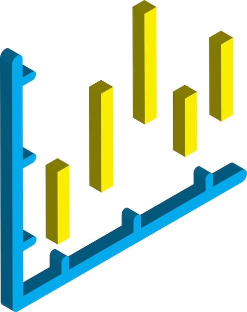 Stock chart illustration in 3D isometric style