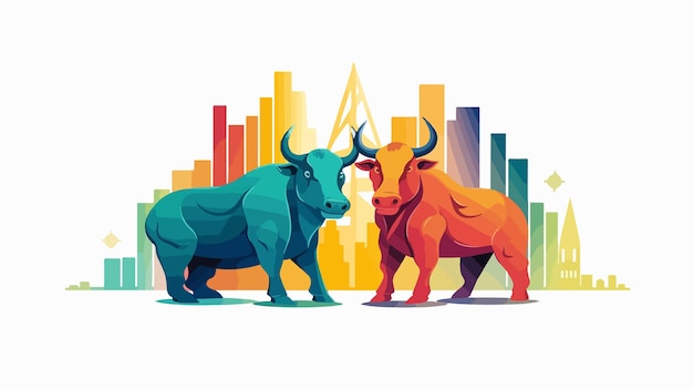 Vector stock market bull and bear icon vector illustration