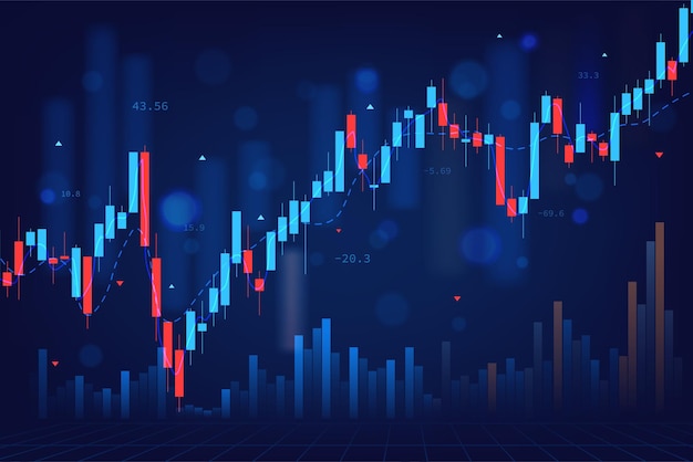 stock market candlestick chart pattern design on blue background business financial growth