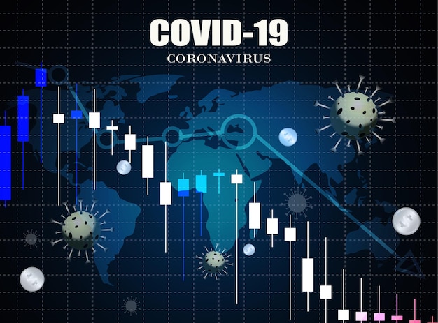 Stock market chart in down trend crisis from covid19 virus outbreak Corona virus outbreak pandemic affects the economy