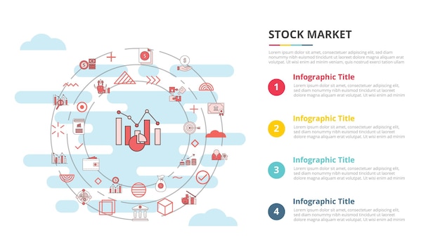 Stock market concept for infographic template banner with four point list information