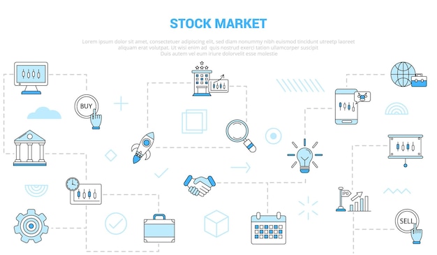 Stock market concept with icon set template banner with modern blue color style