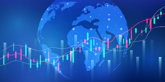 Stock market, economic graph with diagrams, business and financial concepts and reports, abstract technology communication concept   background