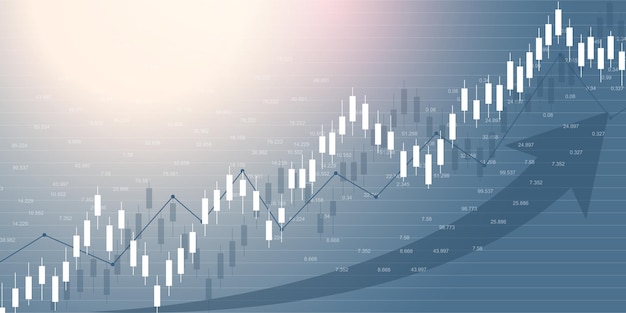 Stock market and exchange. Business Candle stick graph chart of stock market investment trading. Stock market data. Bullish point, Trend of graph. Vector illustration.