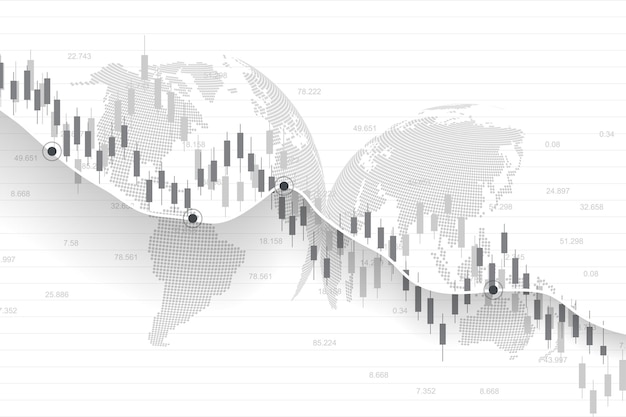 Stock market or forex trading graph in graphic concept for financial investment or economic trends business idea design. Worldwide finance background. Vector illustration.