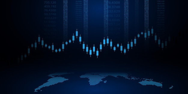 Stock market graph or forex trading chart for business and financial concepts reports and investment on dark background Vector illustration