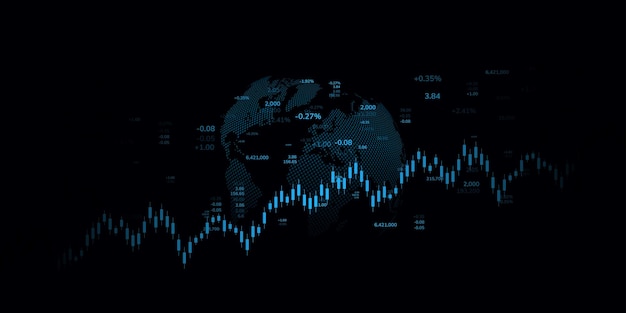 Stock market graph or forex trading chart for business and financial concepts reports and investment on dark background Vector illustration