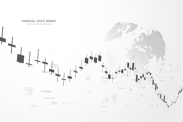 Stock market graph or forex trading chart for business and financial concepts, reports and investment on grey background.Japanese candles . Vector illustration