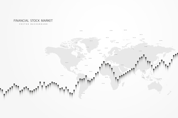 Stock market graph or forex trading chart for business and financial concepts reports and investment on grey background Vector illustration