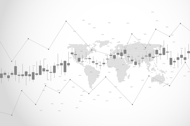 Stock market graph or forex trading chart for business and financial concepts reports and investment on grey background Vector illustration