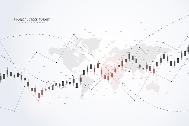 Stock market graph or forex trading chart for business and financial concepts reports and investment on grey background Vector illustration