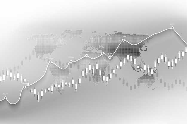 Stock market graph or forex trading chart for business and financial concepts reports and investment on grey background Vector illustration