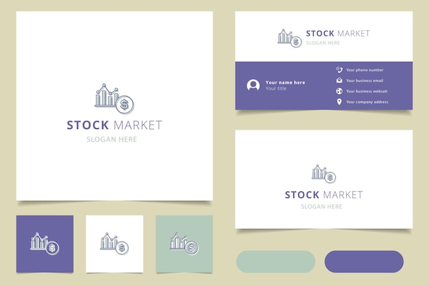 Stock market logo design with editable slogan branding book