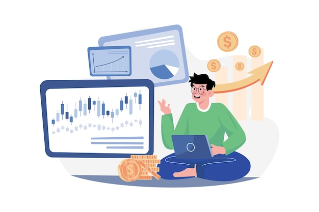 Stock Market Research Illustration concept