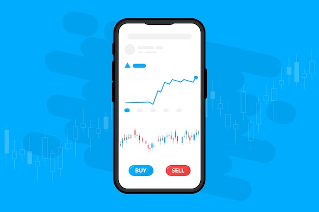 Stock online trading with smartphone Mobile phone in hand with world business graph or chart stock market Candlestick chart on smartphone screen business and investment market analysis