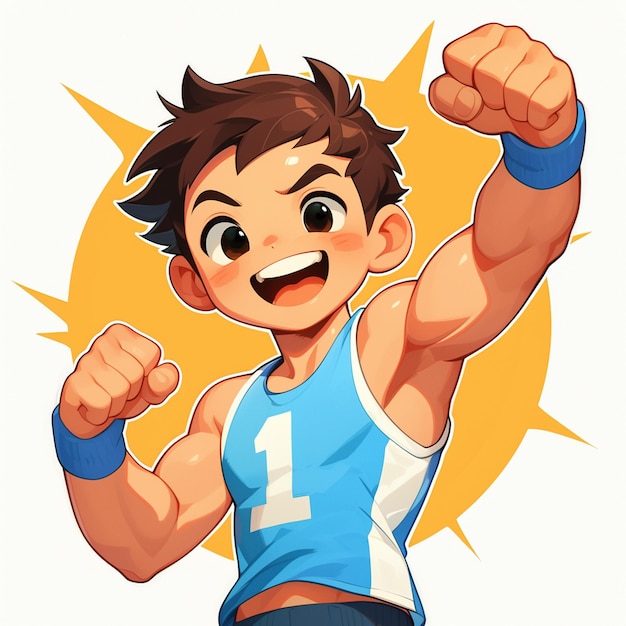 A Stockton boy practices competitive cheer in cartoon style