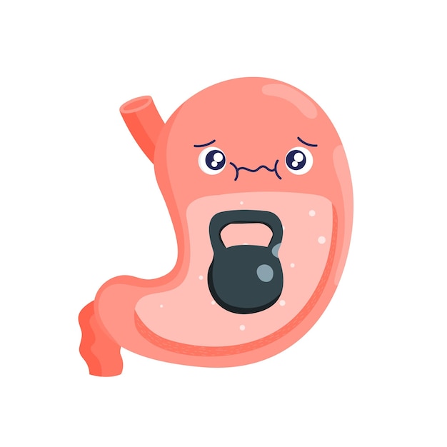 Stomach heaviness constipation Cartoon internal organs Gastrointestinal tract atonic stomach