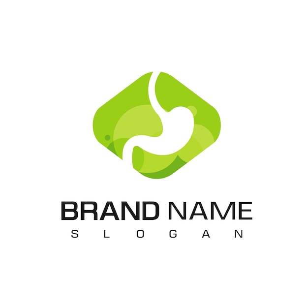 Stomach Logo Design Template on Green Background