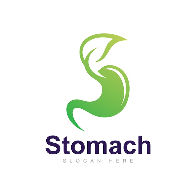 Stomach with leaf Logo Vector Design Template Creative stomach Symbol