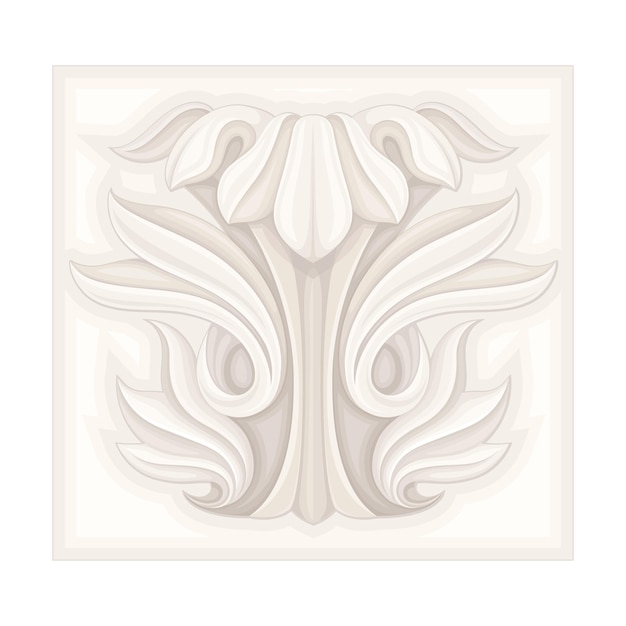 Vector stone antique ornament carved on square shape vector illustration