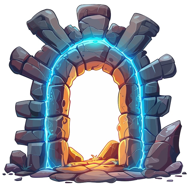 Vector a stone arch with a blue and orange color