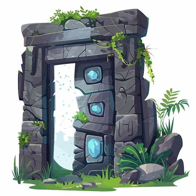 Vector a stone building with a plant growing out of it