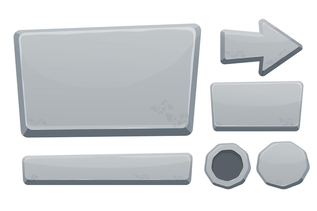 Stone buttons collection set of rock assets in cartoon style