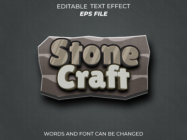 Vector stone craft text effect font editable typography 3d text for games vector template