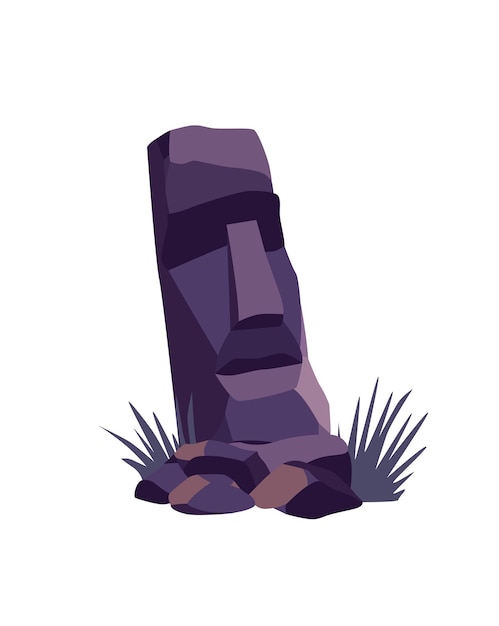 Vector stone face on easter island. ancient moai statue. famous travel symbol.