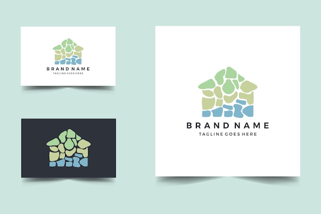 Stone house logo Home with stones shape logo design