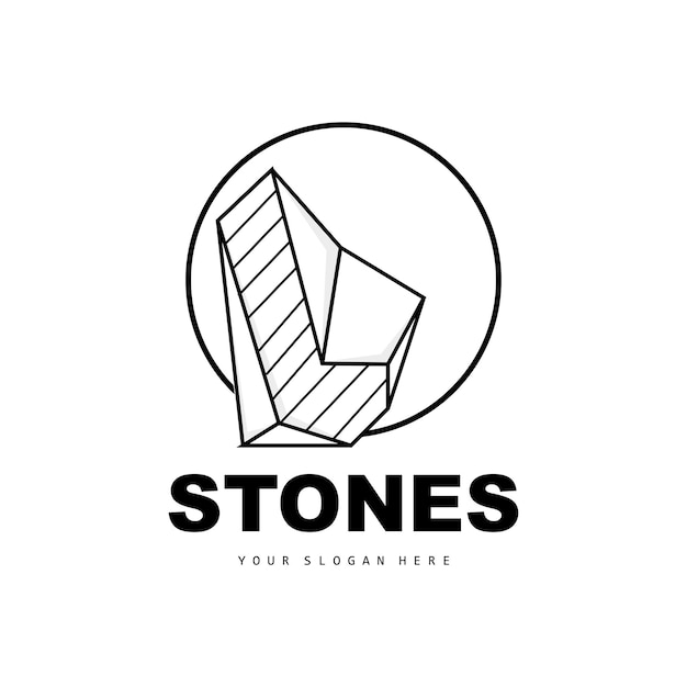 Stone Logo Vector Stone Modern With Geometry Line Style Design For Aesthetic Decoration Brand Modern Product Simple Icon Abstract Aesthetic Geometry Line