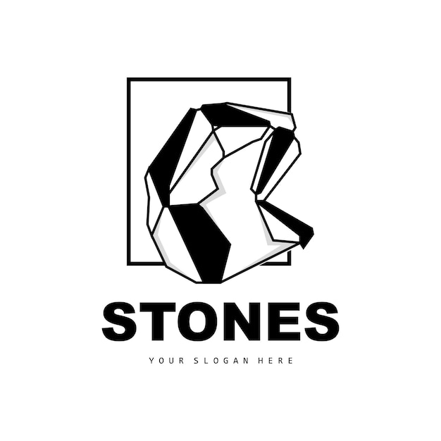 Stone Logo Vector Stone Modern With Geometry Line Style Design For Aesthetic Decoration Brand Modern Product Simple Icon Abstract Aesthetic Geometry Line