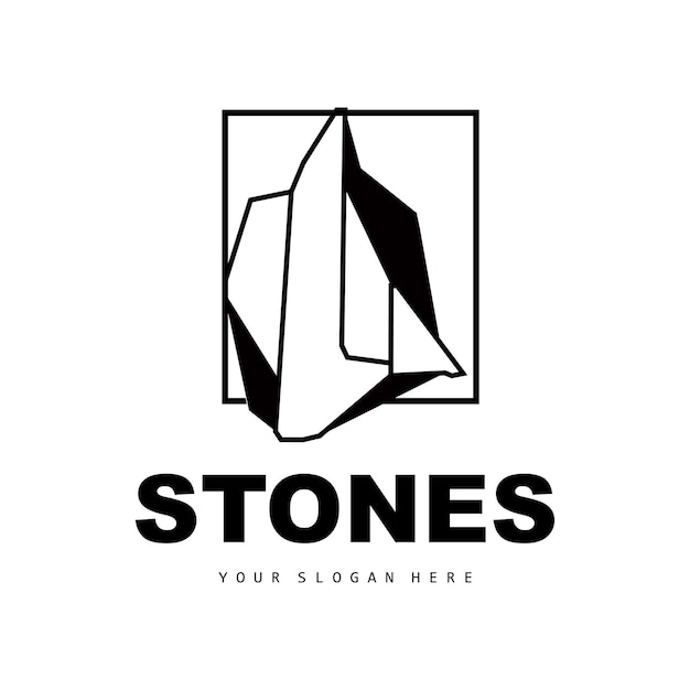 Stone Logo Vector Stone Modern With Geometry Line Style Design For Aesthetic Decoration Brand Modern Product Simple Icon Abstract Aesthetic Geometry Line