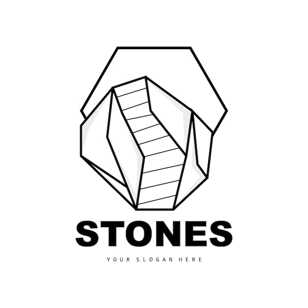 Stone Logo Vector Stone Modern With Geometry Line Style Design For Aesthetic Decoration Brand Modern Product Simple Icon Abstract Aesthetic Geometry Line