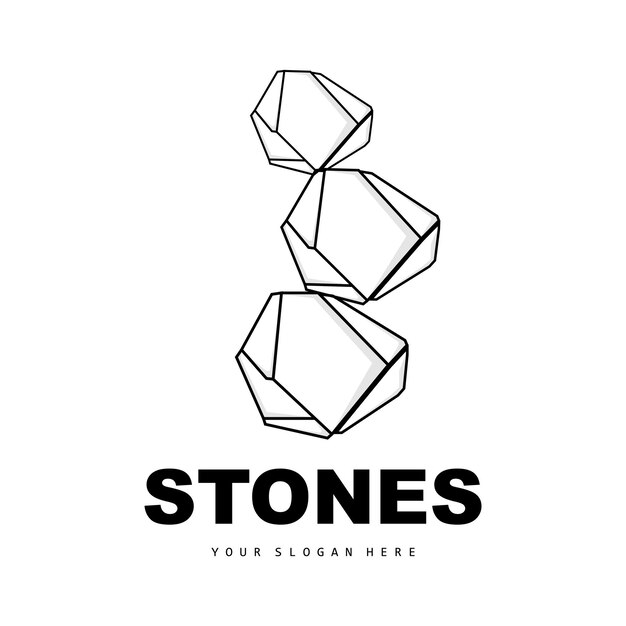 Stone Logo Vector Stone Modern With Geometry Line Style Design For Aesthetic Decoration Brand Modern Product Simple Icon Abstract Aesthetic Geometry Line