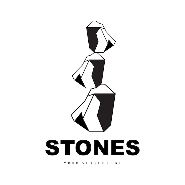 Stone Logo Vector Stone Modern With Geometry Line Style Design For Aesthetic Decoration Brand Modern Product Simple Icon Abstract Aesthetic Geometry Line