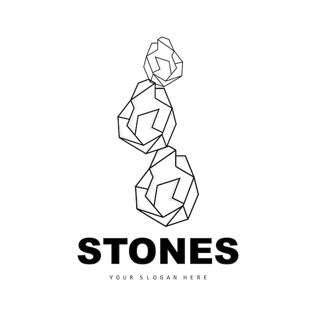 Stone Logo Vector Stone Modern With Geometry Line Style Design For Aesthetic Decoration Brand Modern Product Simple Icon Abstract Aesthetic Geometry Line