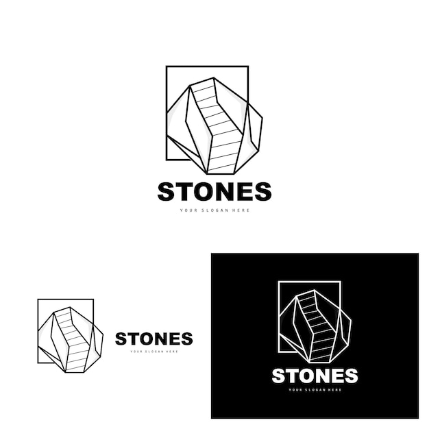 Stone Logo Vector Stone Modern With Geometry Line Style Design For Aesthetic Decoration Brand Modern Product Simple Icon Abstract Aesthetic Geometry Line