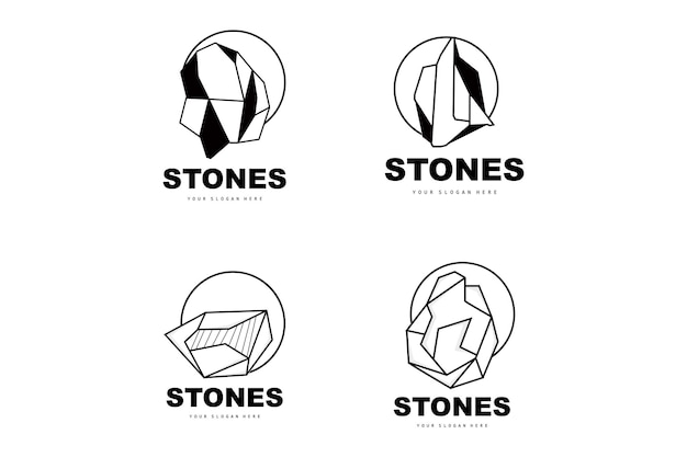 Stone Logo Vector Stone Modern With Geometry Line Style Design For Aesthetic Decoration Brand Modern Product Simple Icon Abstract Aesthetic Geometry Line