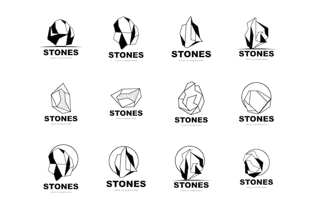 Stone Logo Vector Stone Modern With Geometry Line Style Design For Aesthetic Decoration Brand Modern Product Simple Icon Abstract Aesthetic Geometry Line