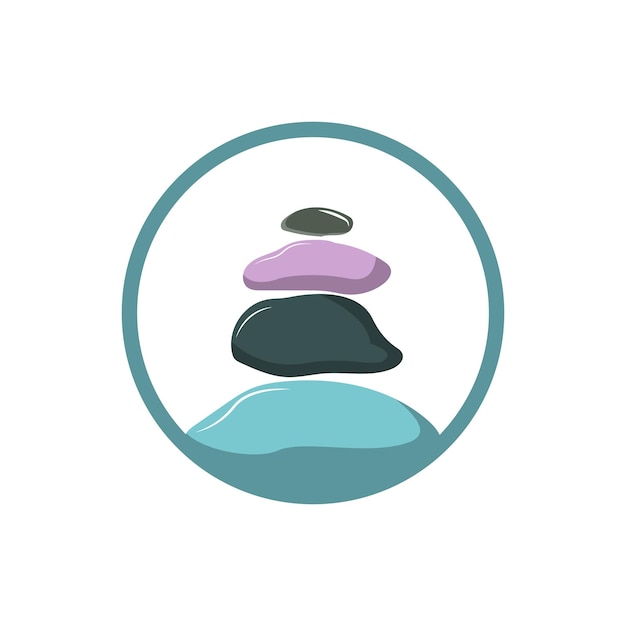 Stone Logo Vector Zen Meditation Stone Balance Tranquility Yoga Minimalist Simple Design